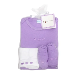 Ballotin  violet -Cadeau 3 pièces - Taille 6 mois